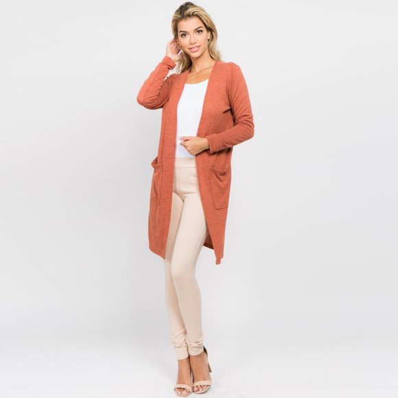 HOST PICK Copper Open Front Cardigan w/ Pockets - Picture 2 of 4